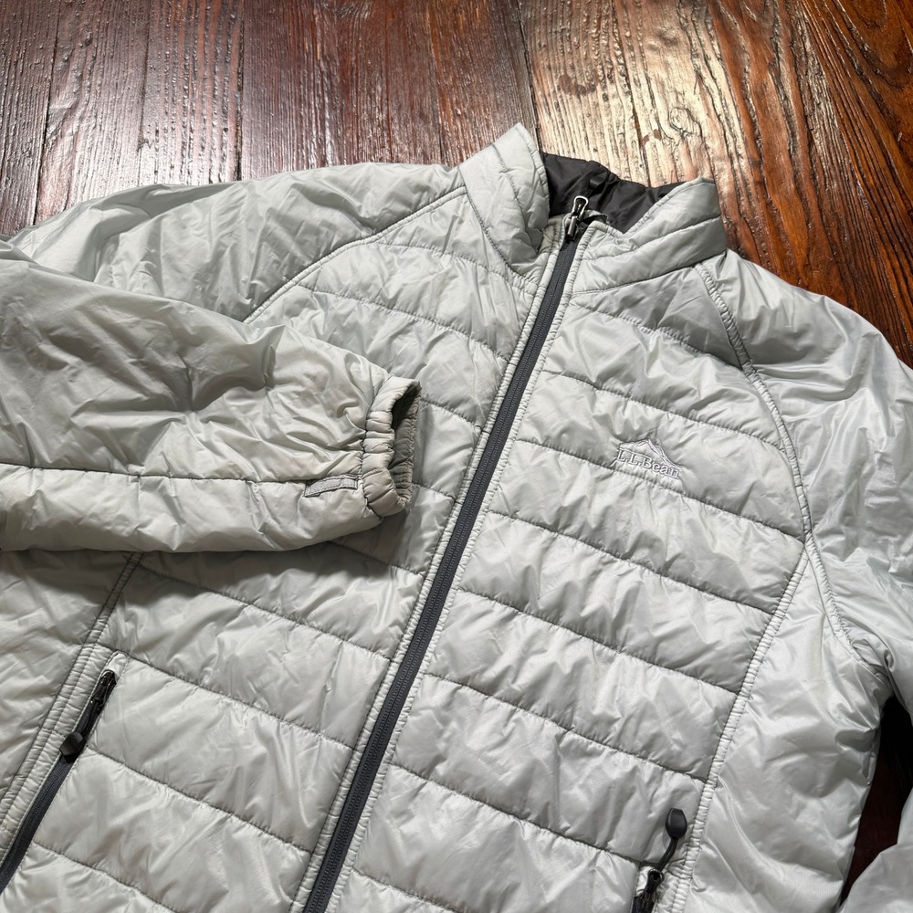 LL Bean Jacket Mens L Gray PrimaLoft Packaway Puffer Full Zip Gorpcore - Picture 1 of 10